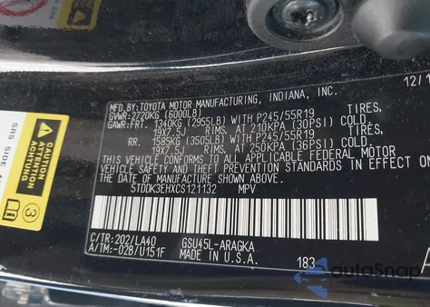 2012 Toyota Highlander Limited V6 from USA, damaged, VIN 5TDDK3EHXCS121132